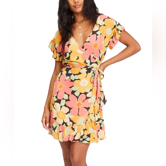 Billabong Dresses & Skirts - Billabong Floral Wrap Mini Dress